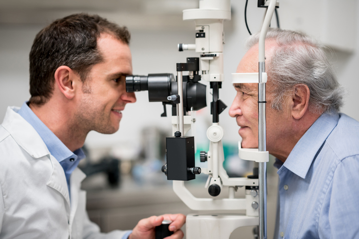 Senior patient getting an eye exam